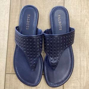 Talbots Gigi Faux Nappa Leather Navy Sandals Size 7M